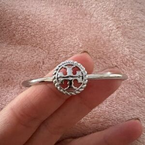 tory burch pave logo bangle bracelet silver